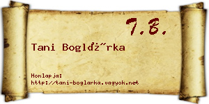Tani Boglárka névjegykártya